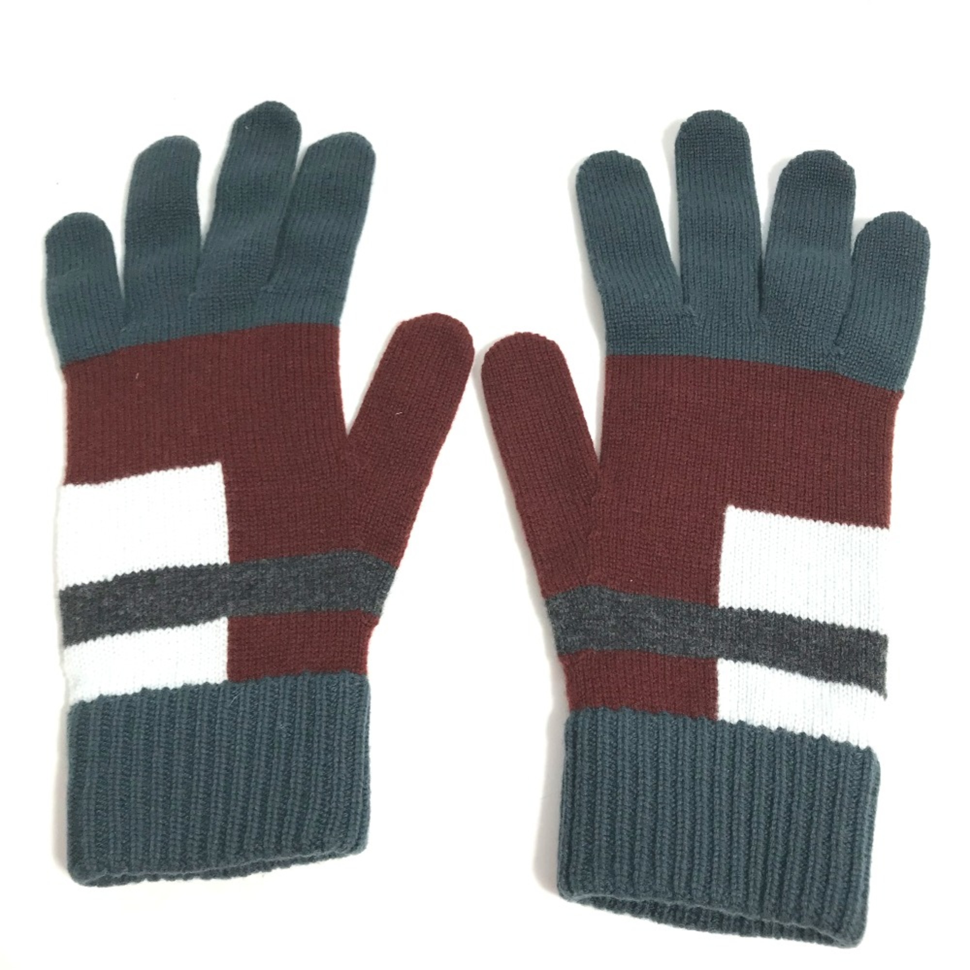 Hermes Glove gloves wine-red White