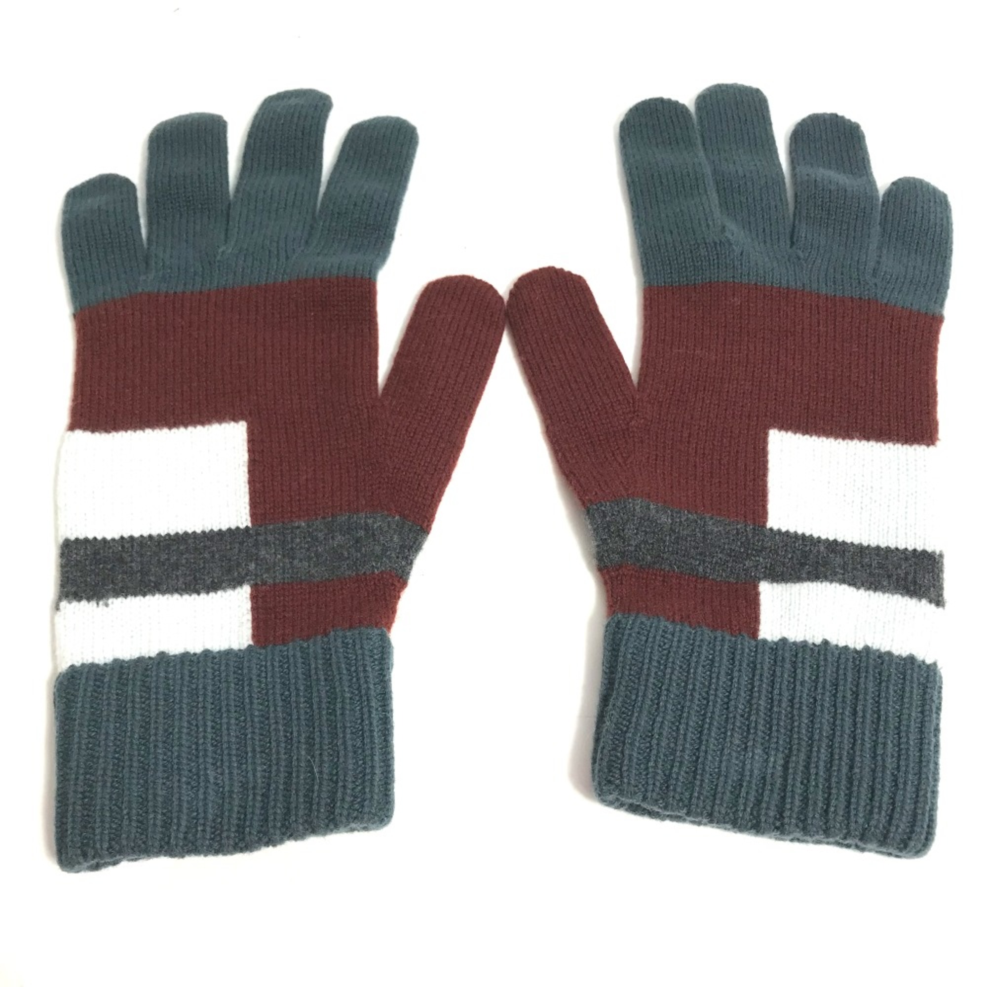 Hermes Glove gloves wine-red White