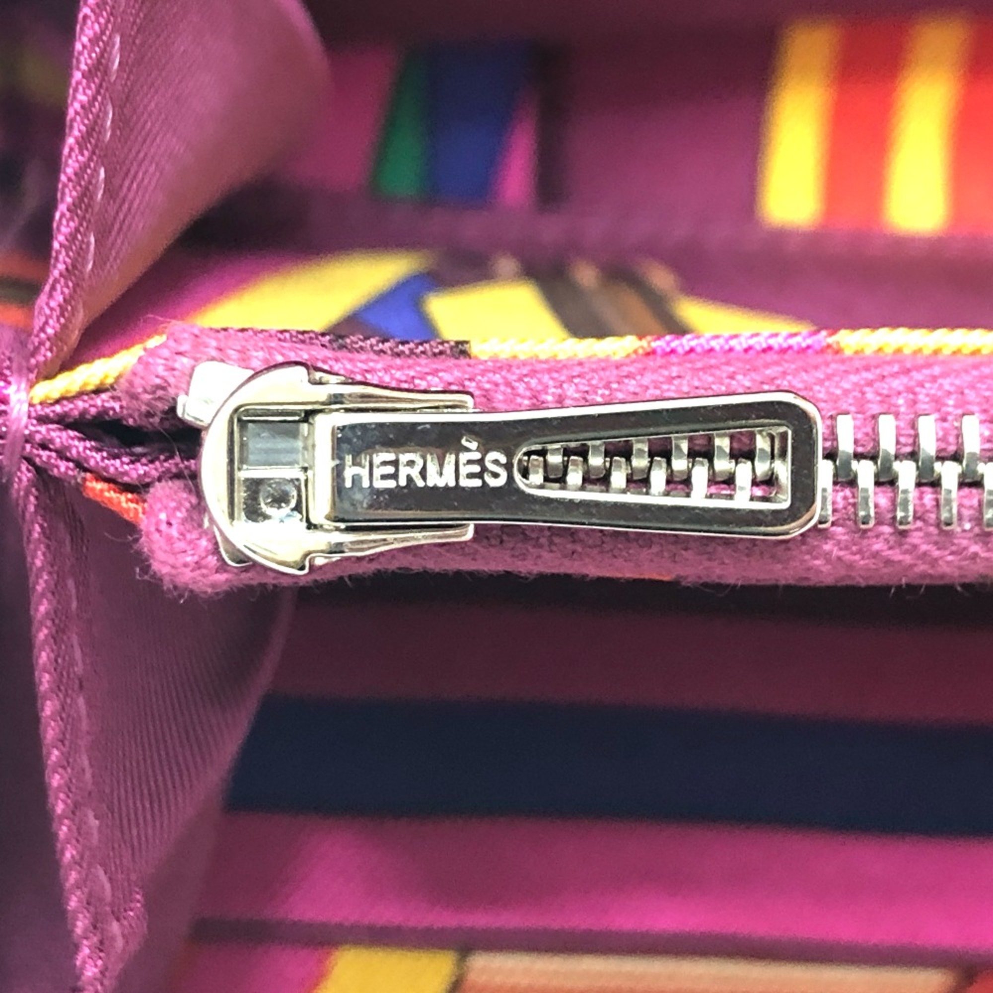 Hermes Zip Around Long Wallet pink SilverHardware