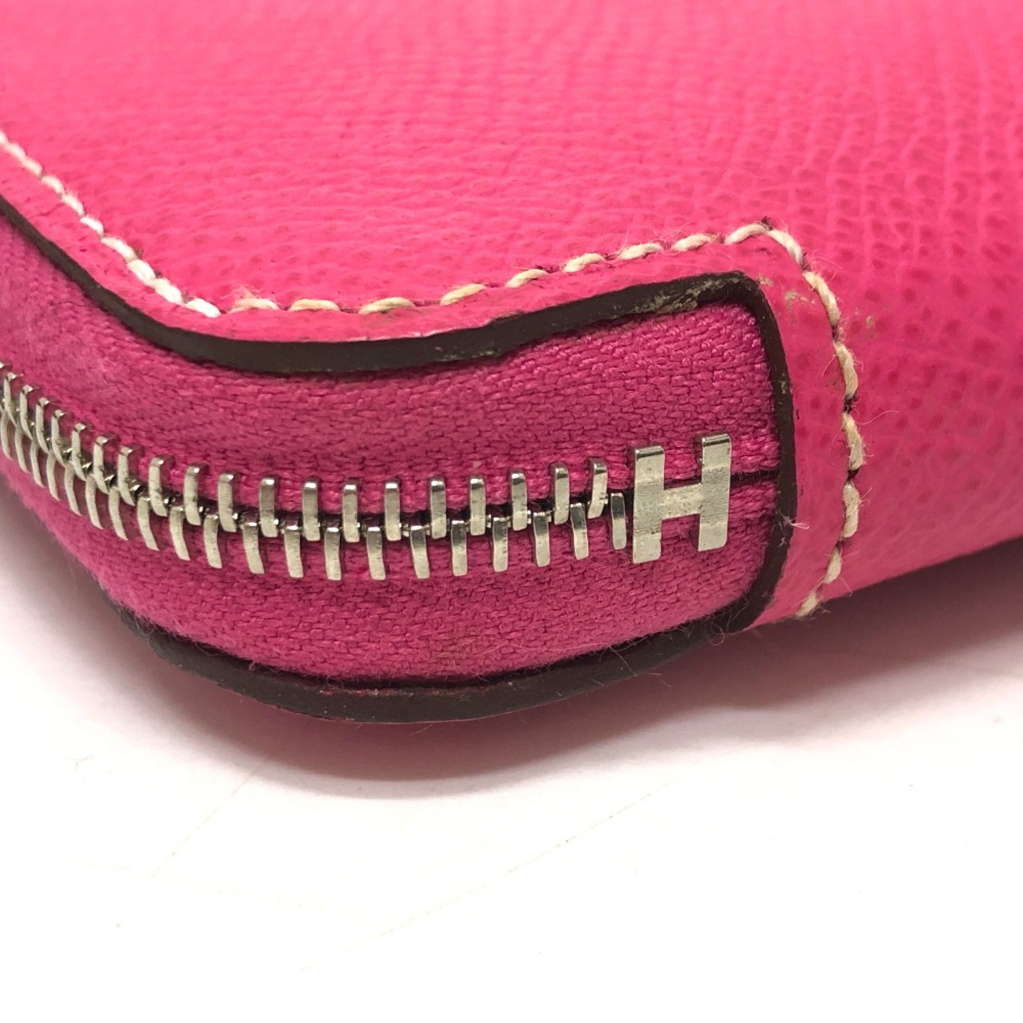 Hermes Zip Around Long Wallet pink SilverHardware