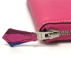 Hermes Zip Around Long Wallet pink SilverHardware