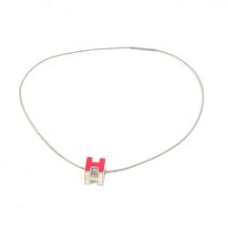 Hermes H cube Pendant accessories Necklace Silver pink