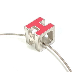 Hermes H cube Pendant accessories Necklace Silver pink