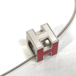 Hermes H cube Pendant accessories Necklace Silver pink