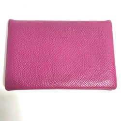 Hermes Business Card Holder Pass Case Two fold Card Case Anemone purple