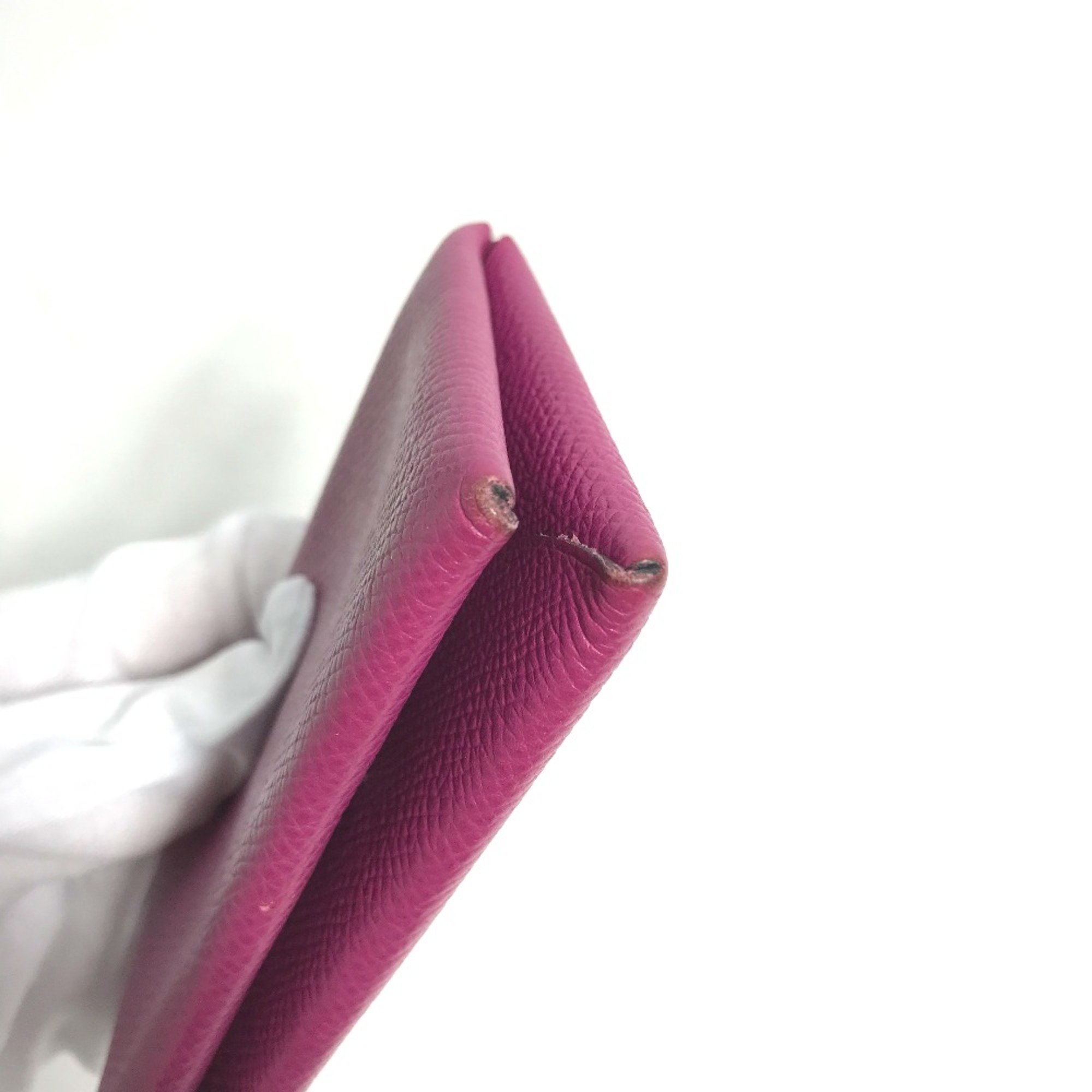 Hermes Business Card Holder Pass Case Two fold Card Case Anemone purple