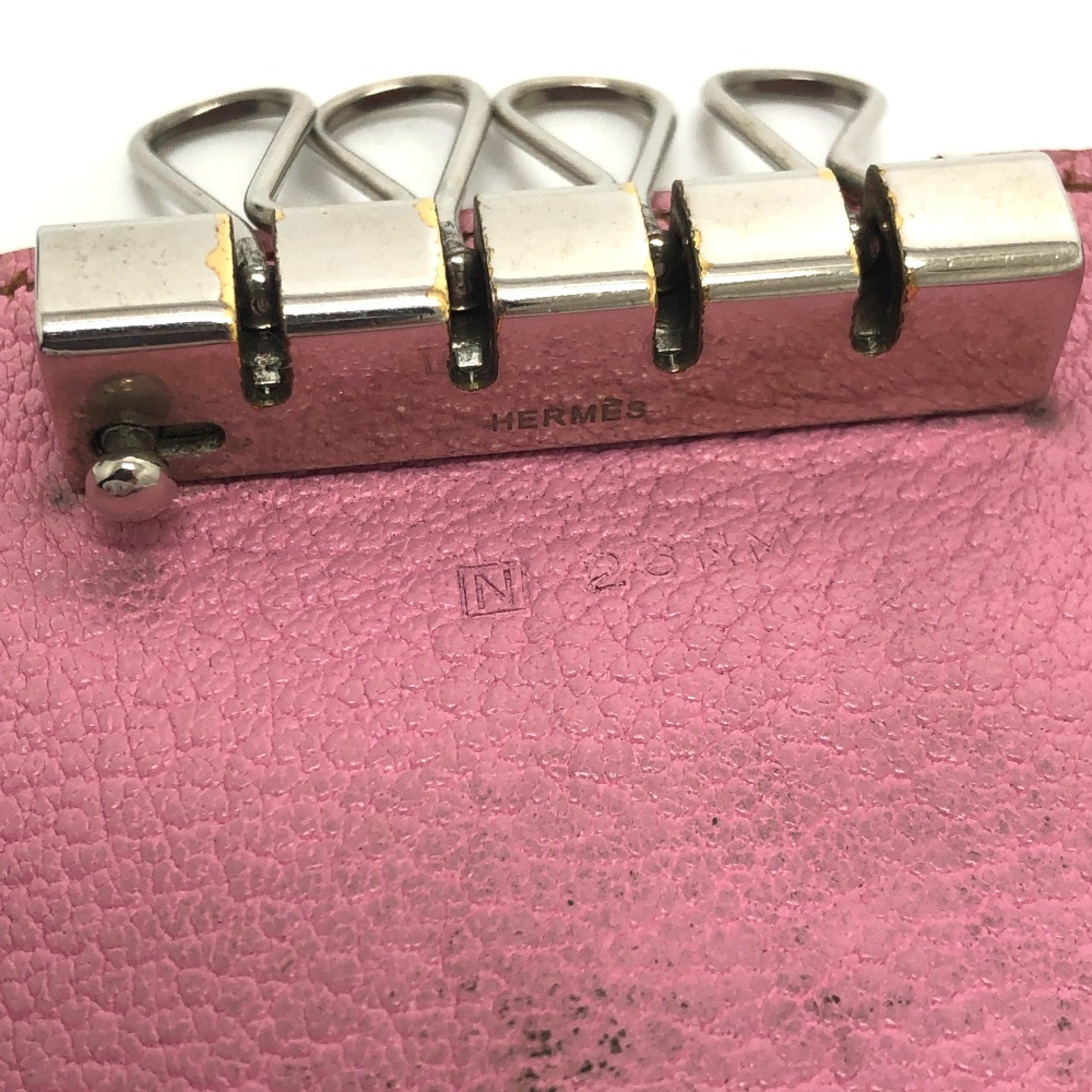 Hermes HHardware 4-Ring Key Case pink