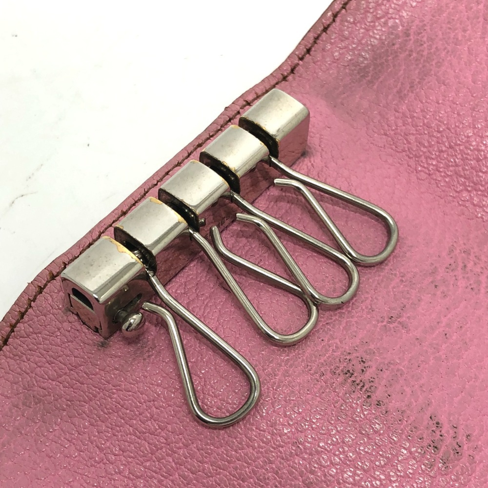 Hermes HHardware 4-Ring Key Case pink