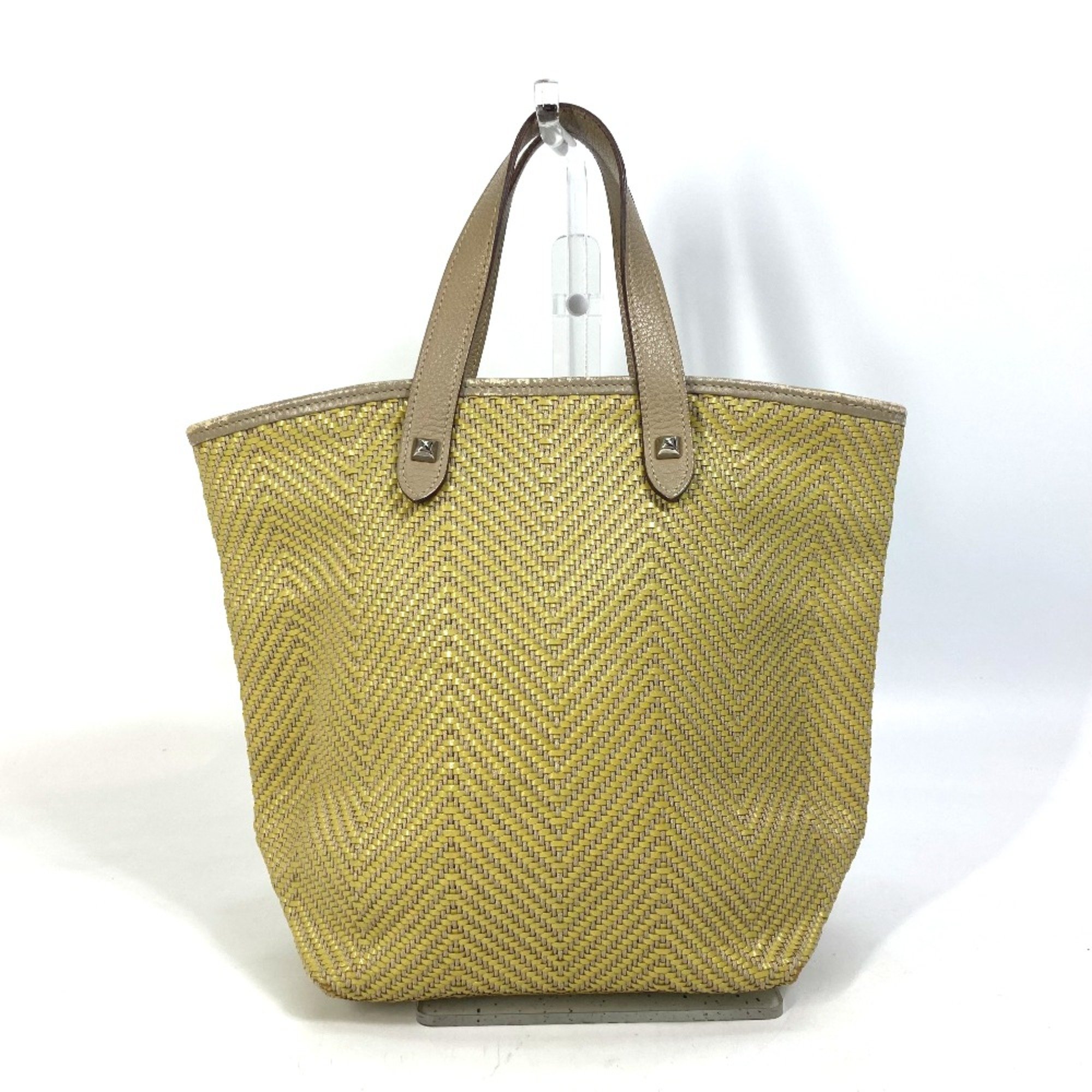 Hermes Hand Bag bag studs Tote Bag Yellow Based