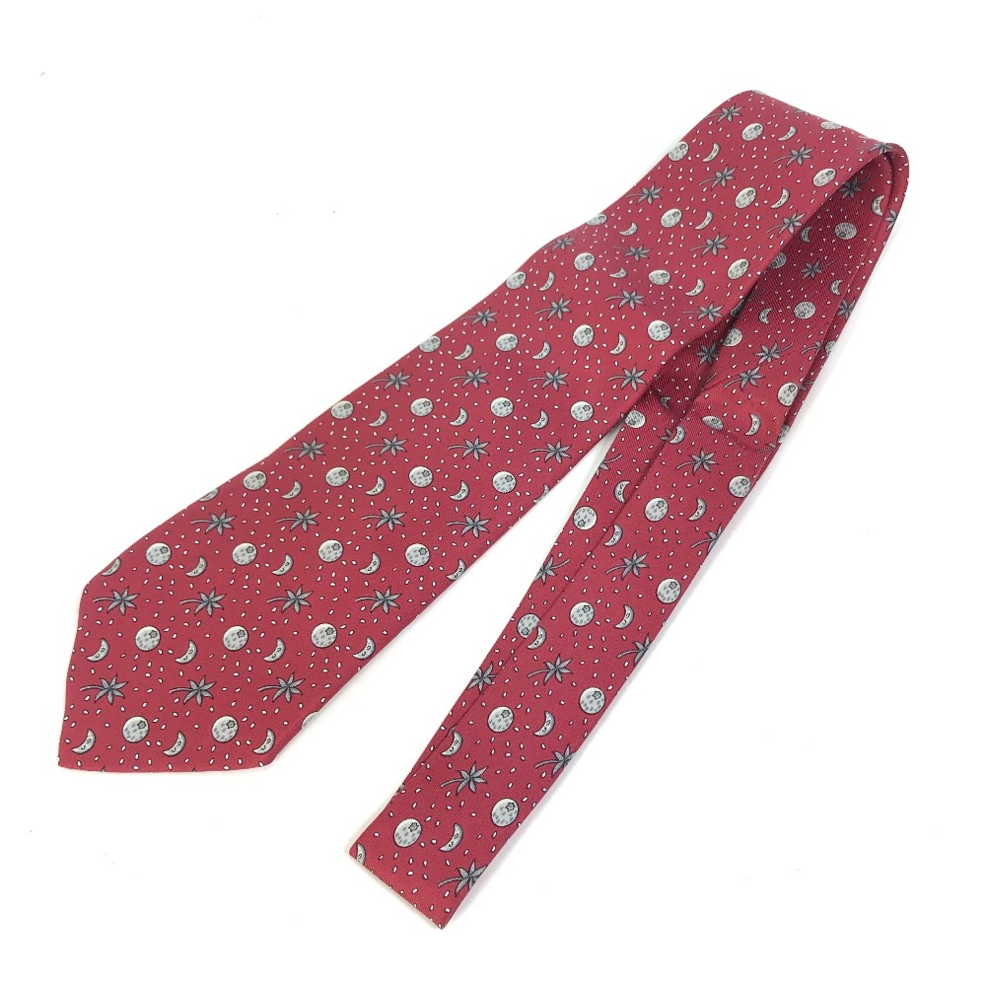 Hermes Moon Fashion Accessories Necktie Bordeaux Based