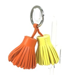 Hermes fringe Bag Charm Key Ring Key Holder Orange x yellow