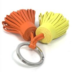 Hermes fringe Bag Charm Key Ring Key Holder Orange x yellow