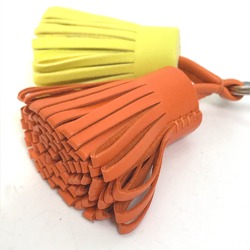 Hermes fringe Bag Charm Key Ring Key Holder Orange x yellow