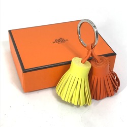 Hermes fringe Bag Charm Key Ring Key Holder Orange x yellow