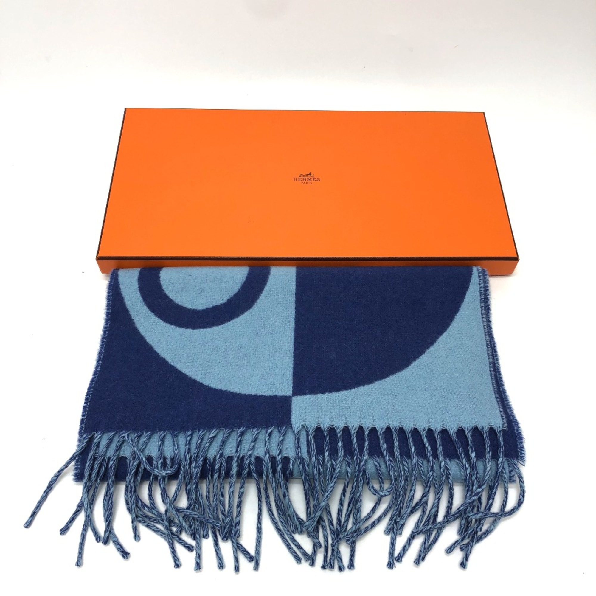 Hermes Fashion Accessories fringe Scarf blue