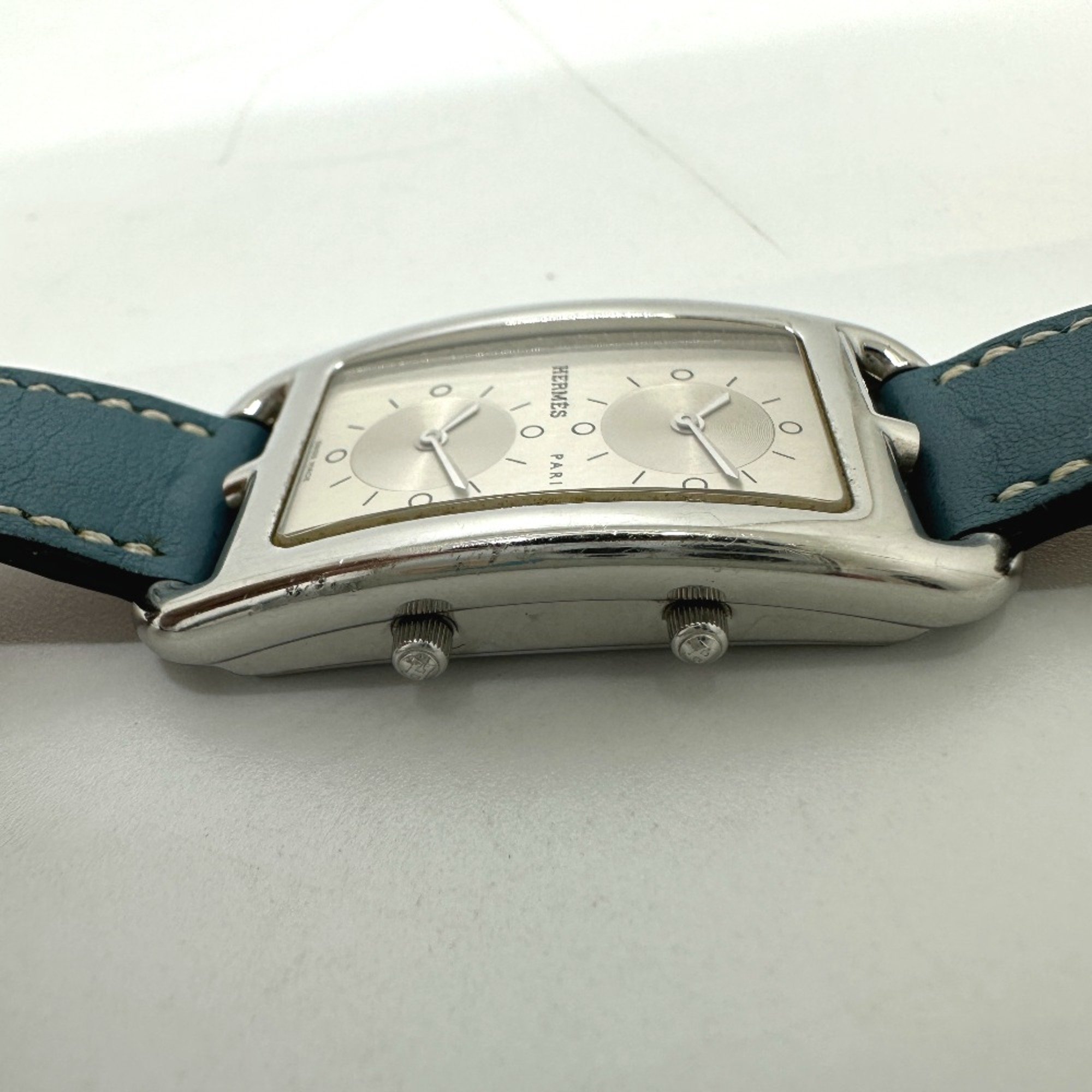 Hermes CC3-510 2 time zone Wristwatch Silver Blue gene