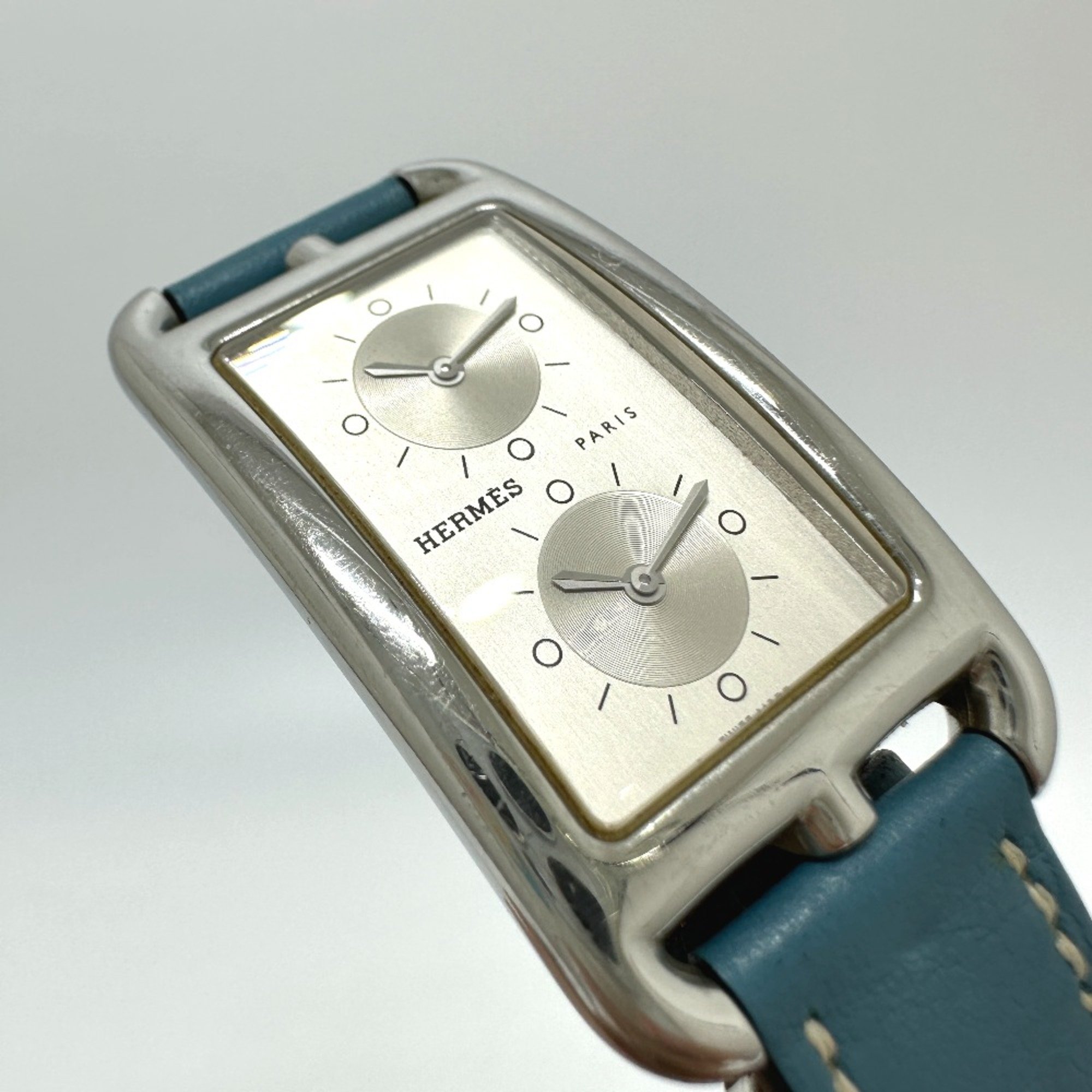 Hermes CC3-510 2 time zone Wristwatch Silver Blue gene