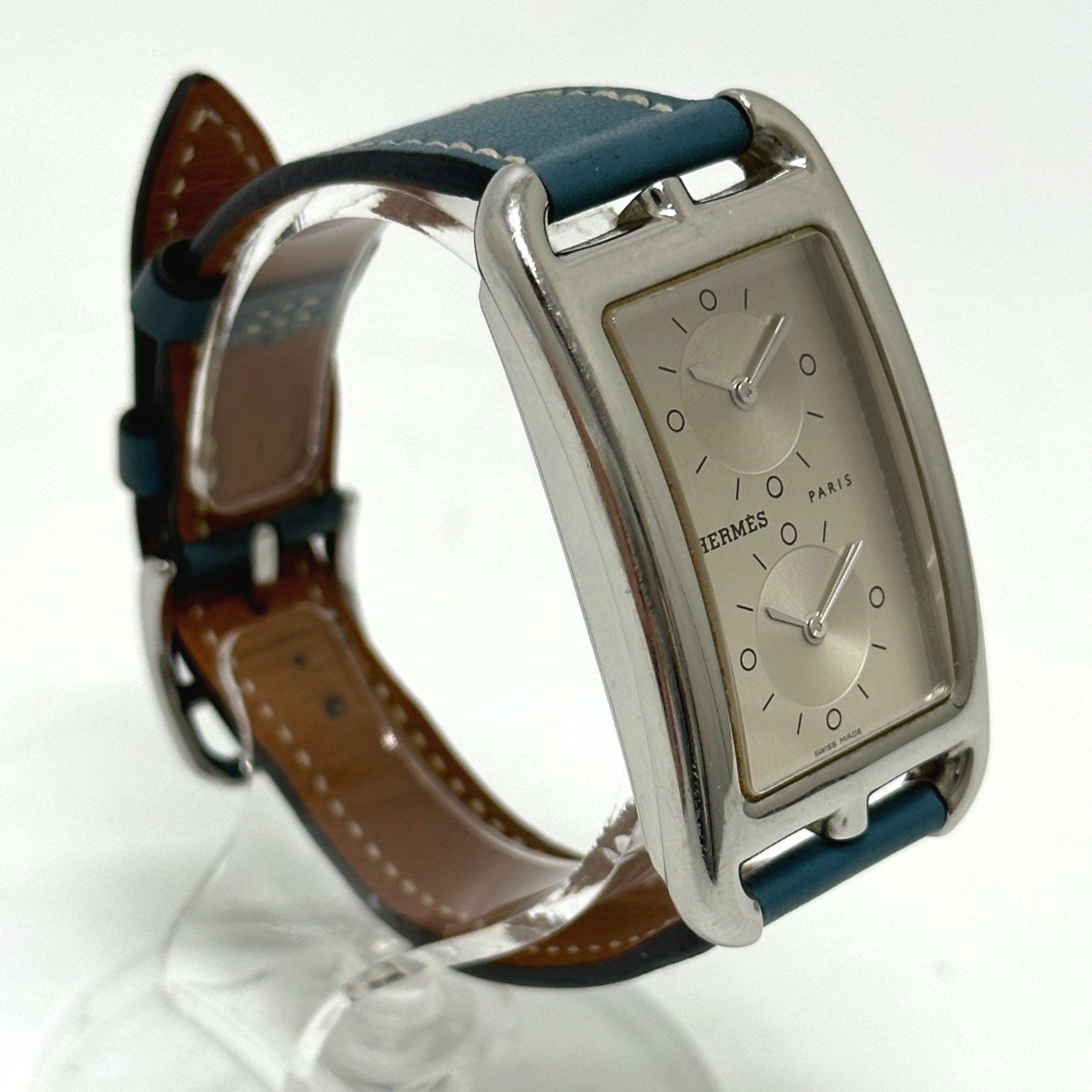 Hermes CC3-510 2 time zone Wristwatch Silver Blue gene