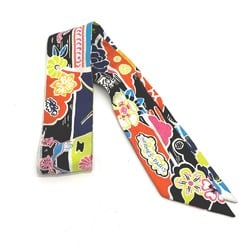 Hermes flour Twilly Scarf BlackBased Multicolore