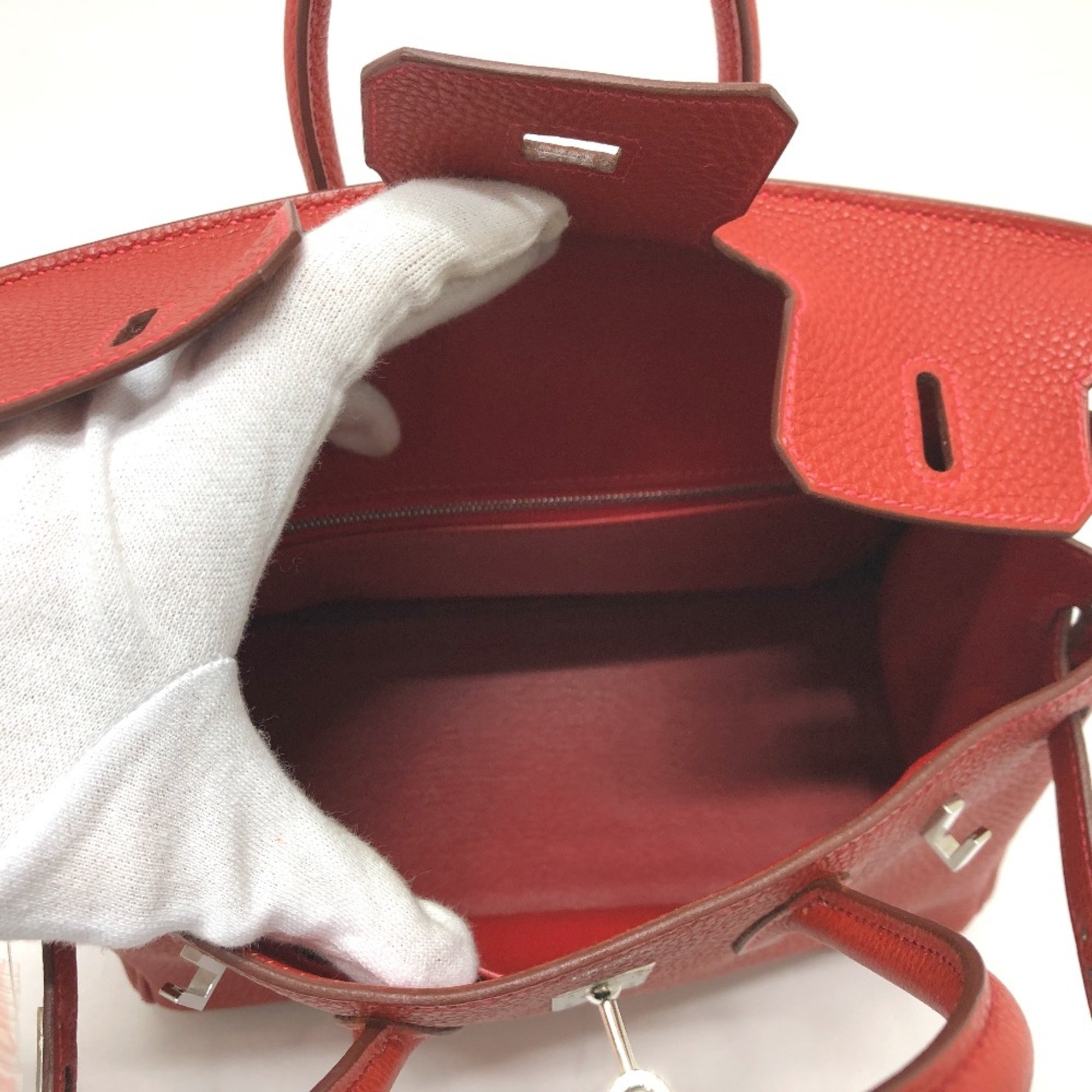 Hermes Bag Tote Bag Hand Bag Vermilion RedBased SilverHardware