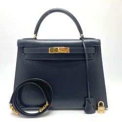 Hermes Outside stitching 2WAY Hand Bag Navy GoldHardware