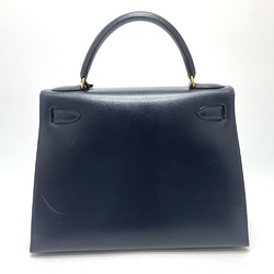 Hermes Outside stitching 2WAY Hand Bag Navy GoldHardware