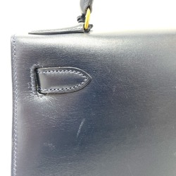 Hermes Outside stitching 2WAY Hand Bag Navy GoldHardware