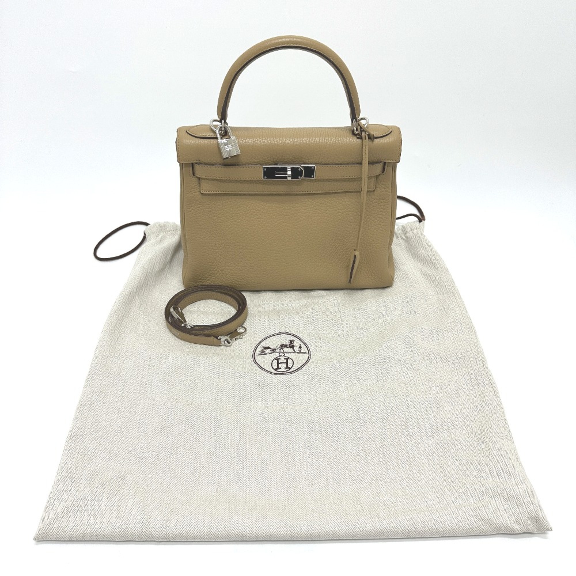 Hermes 2WAY Hand Bag Light BeigeBased Beige SilverHardware