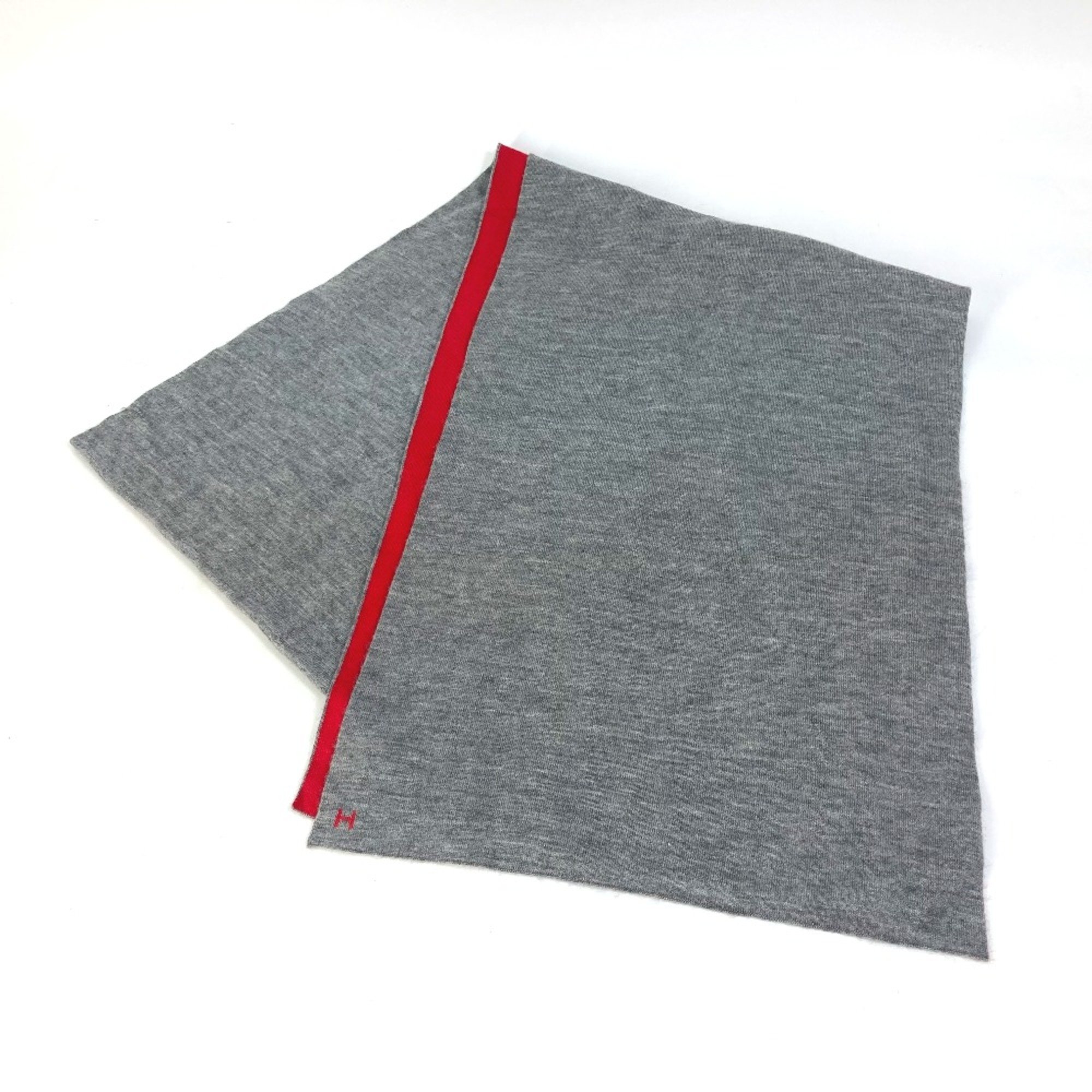 Hermes H logo Bicolor Scarf gray Red