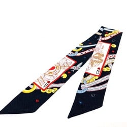 Hermes Bijoux Pique Queen of Hearts Twilly Scarf Multicolore