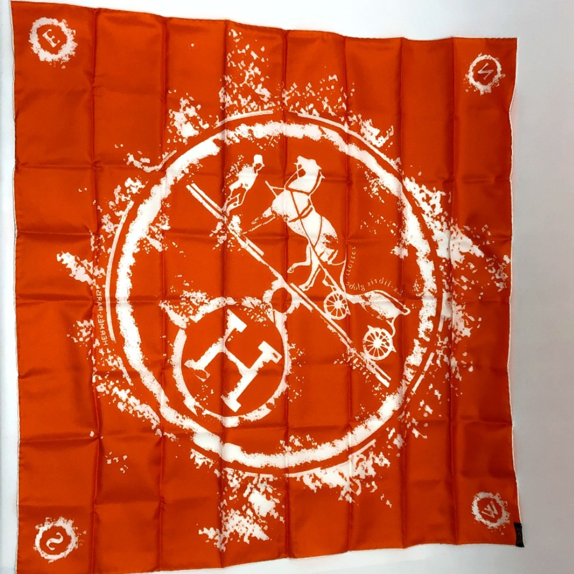 Hermes Xlipse Globe Trotter silk Scarf Orange White