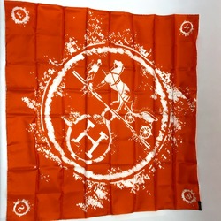 Hermes Xlipse Globe Trotter silk Scarf Orange White