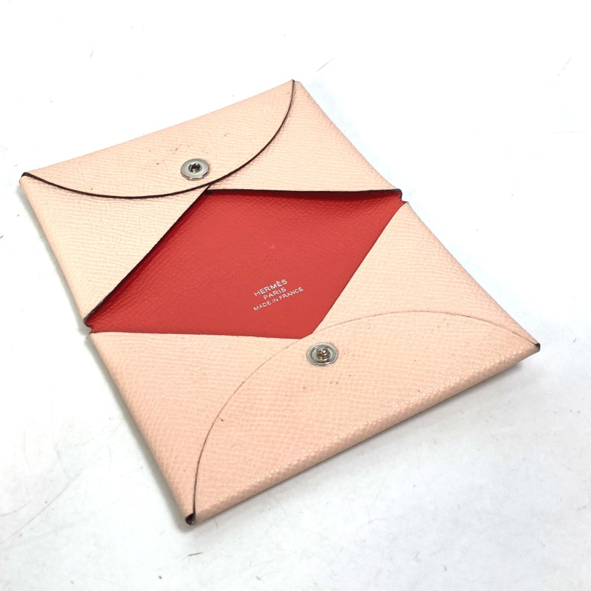 Hermes Bicolor Business card holder Bifold pass case Card Case Pink Based