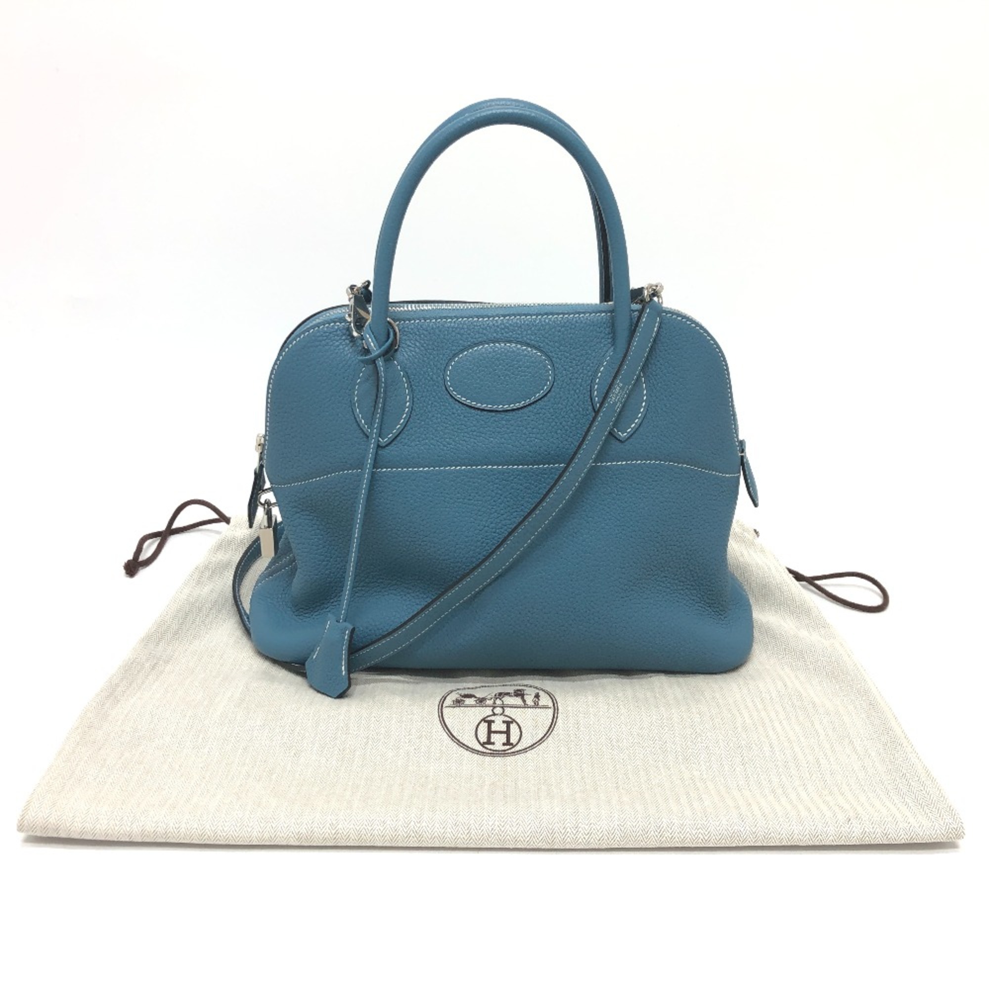 Hermes 2WAY bag Hand Bag Blue gene blue SilverHardware