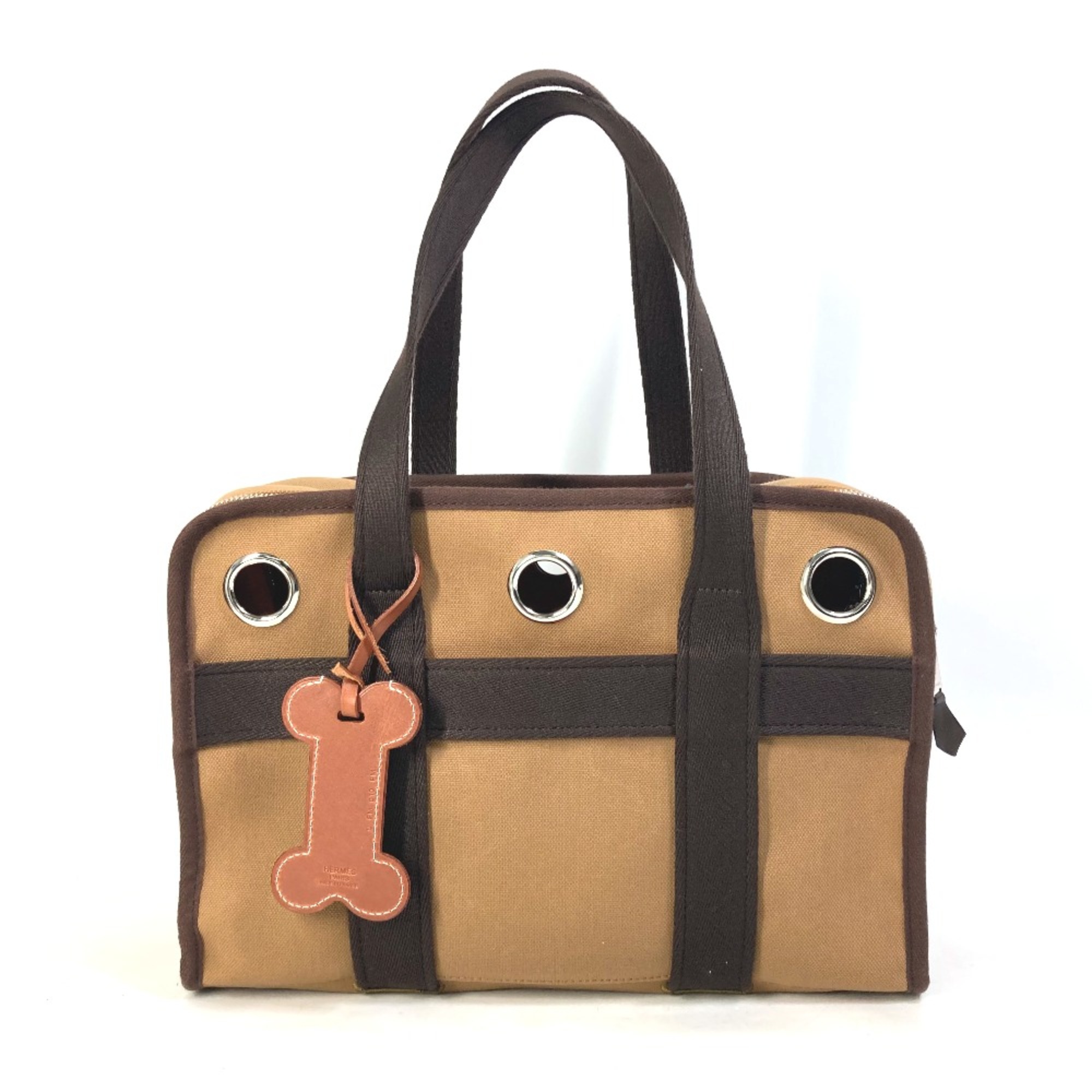 Hermes H800639EK01 Pet Dog Tote Bag Bag for small dogs under 5kg Bag pet carrier bag Duffle Bag Fauve /Fou Brown