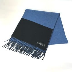 Hermes Bicolor fringe Scarf blue Black