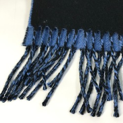 Hermes Bicolor fringe Scarf blue Black