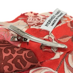 Hermes flour Brooch Red SilverHardware