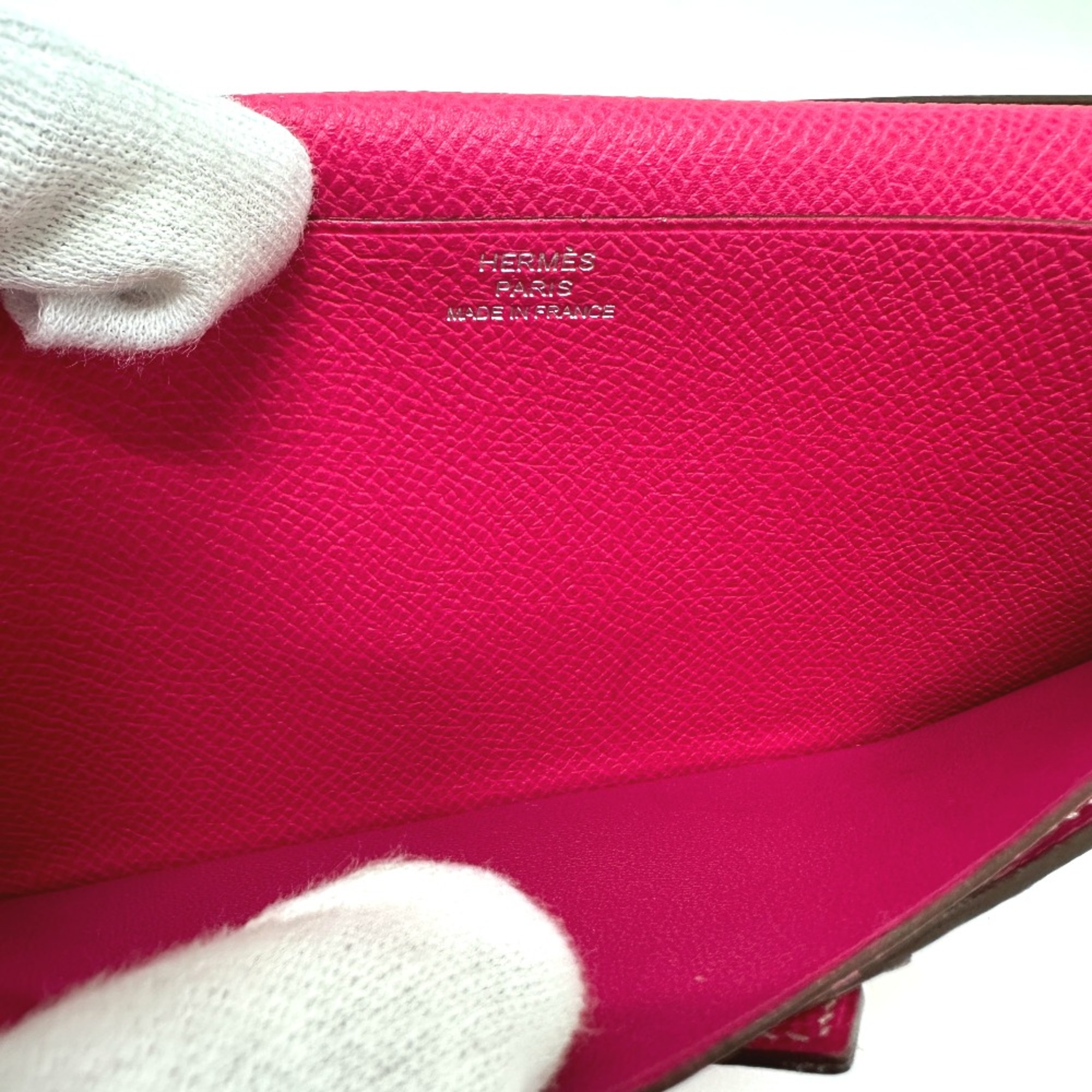 Hermes Long Wallet pink SilverHardware