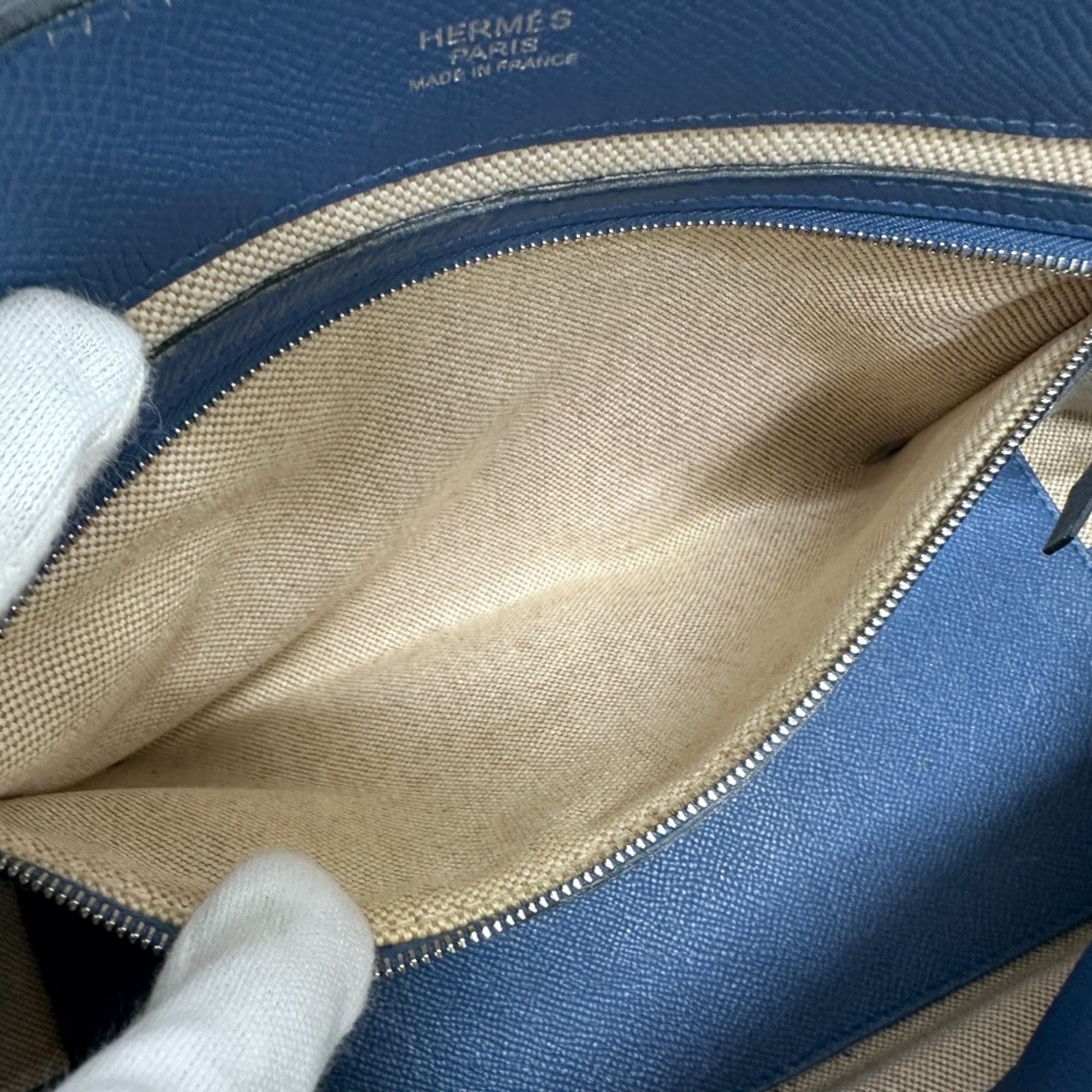 Hermes Hand Bag Tote Bag Griscaille x Blue Agate blue