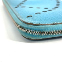 Hermes Long wallet Zip Around Long Wallet Blue gene blue SilverHardware