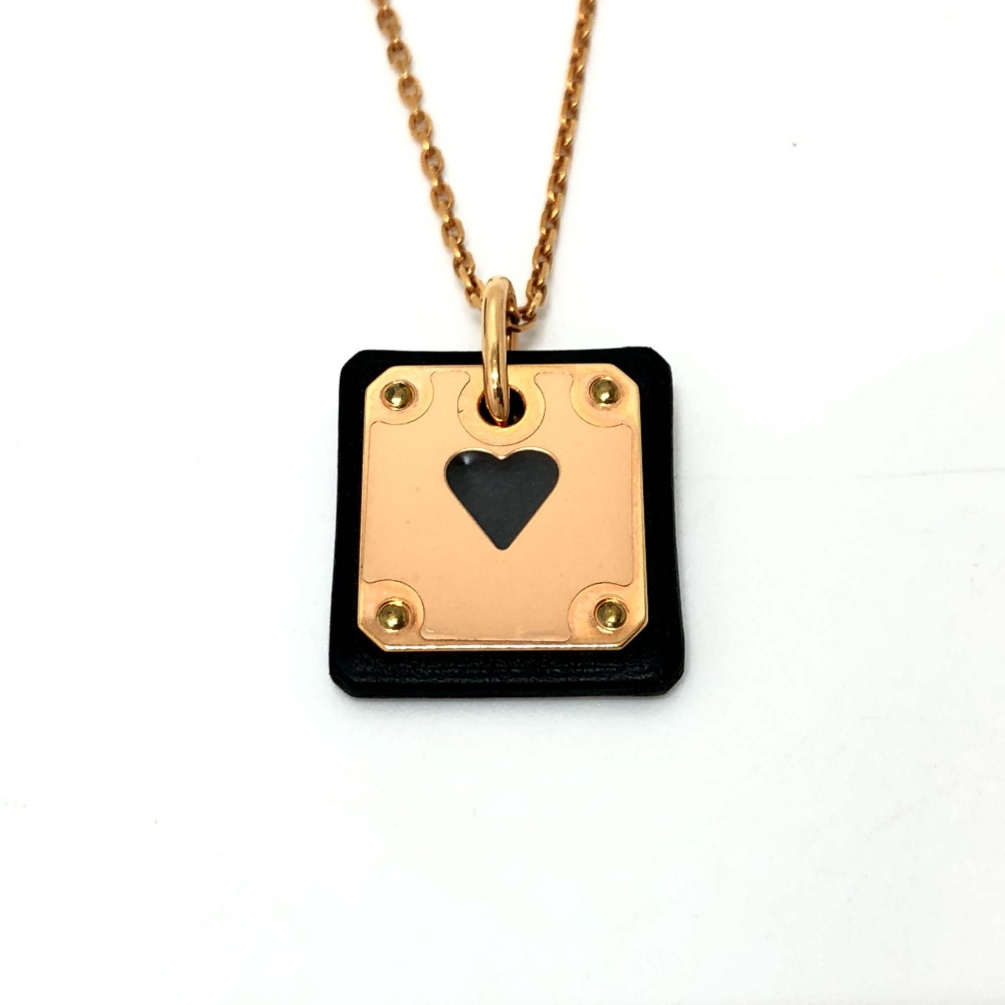 Hermes Necklace Necklace Black Pink Gold