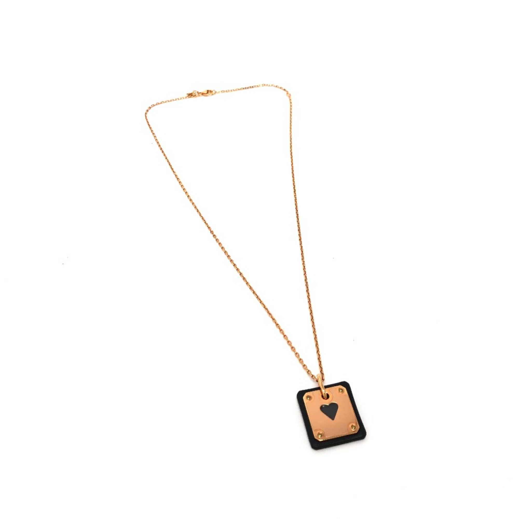 Hermes Necklace Necklace Black Pink Gold