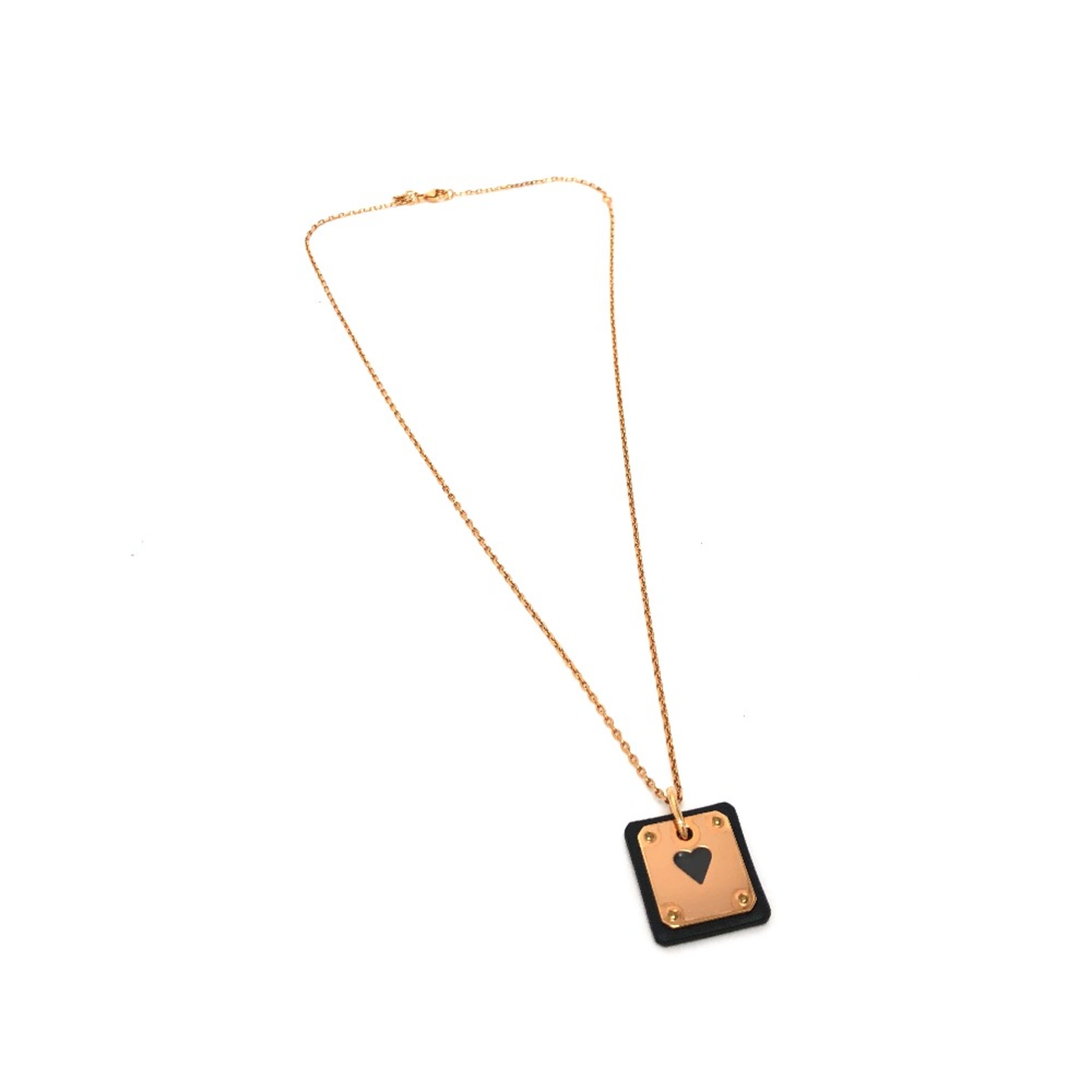 Hermes Necklace Necklace Black Pink Gold