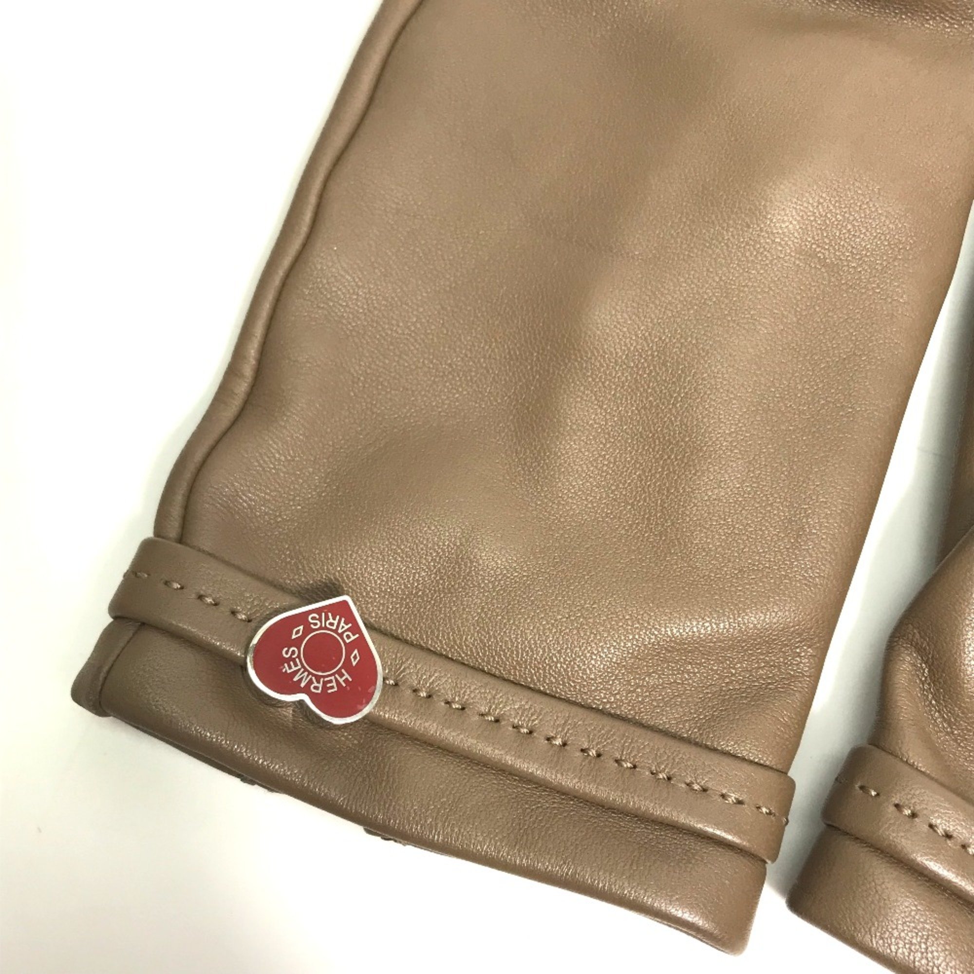 Hermes heart Glove gloves Etoupe Gray Based