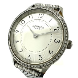 Hermes CA2.130 Diamond Bezel Quartz Wristwatch Silver