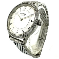 Hermes CA2.130 Diamond Bezel Quartz Wristwatch Silver