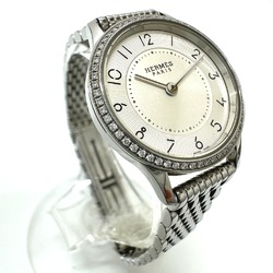 Hermes CA2.130 Diamond Bezel Quartz Wristwatch Silver