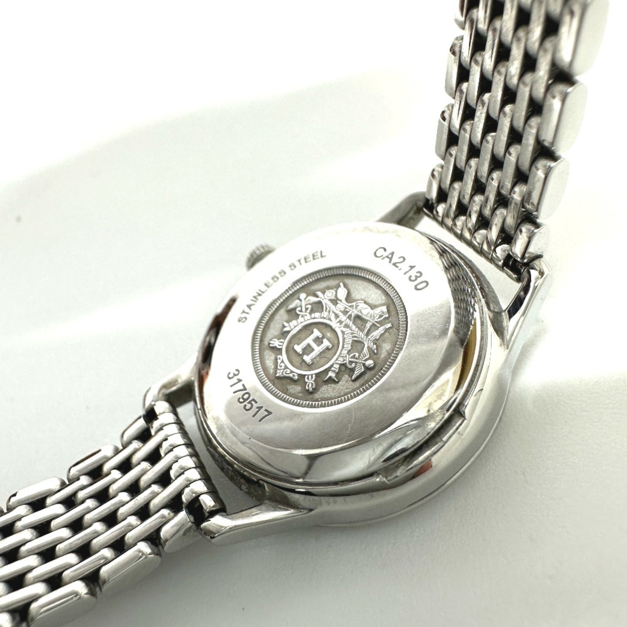 Hermes CA2.130 Diamond Bezel Quartz Wristwatch Silver