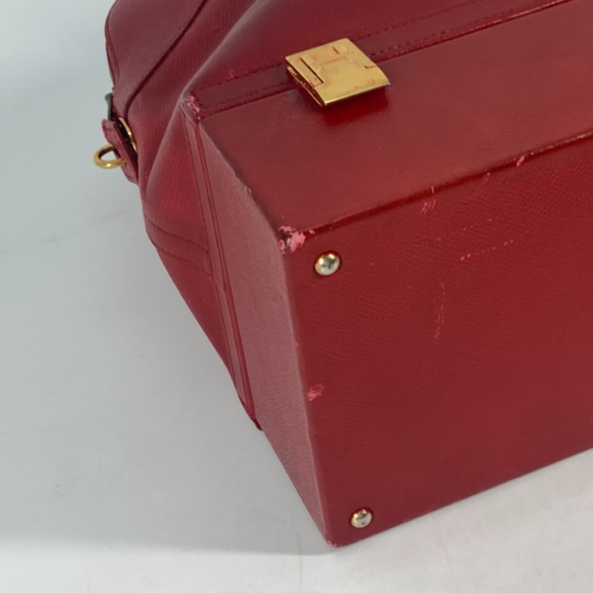 Hermes vintage Bag Box Hand Bag Red GoldHardware